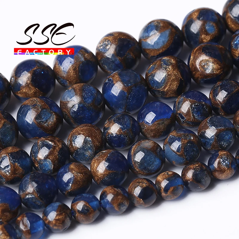 

Blue Cloisonne Stone Beads Round Loose Spacer Beads For Jewelry Making DIY Bracelet Ear Studs Accessories 4/6/8/10/12mm 15''inch