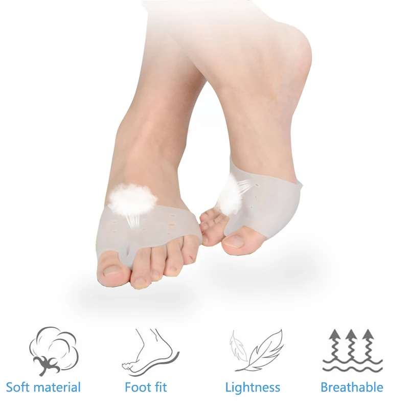 1 Pair Silicone Forefoot Pad Toe Separator For Bunion Overlapped Toes Correction Preventing Blisters Corn Calluses Foot Care