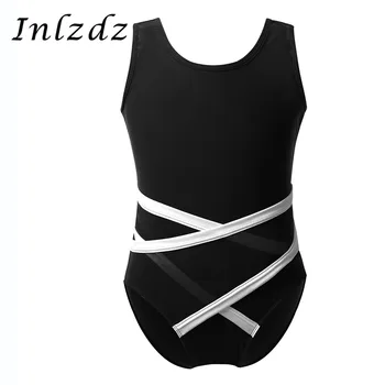 

Kids Girls Ballet Leotard Bodysuit Sleeveless Back Strappy Waist Ballet Dancewear Gymnastics Leotard Tulle Jumpsuit Dancewear
