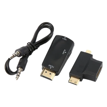 

3 in 1 HDMI To VGA Mini & Mini HDMI Adapter To VGA Output Video Converter with 3.5Mm o for Tablet Monitor