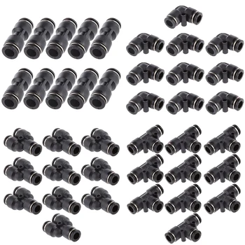 

40pcs 5/16'' 8mm Straight Elbow Y Tee Pneumatic Air Line Quick Fittings