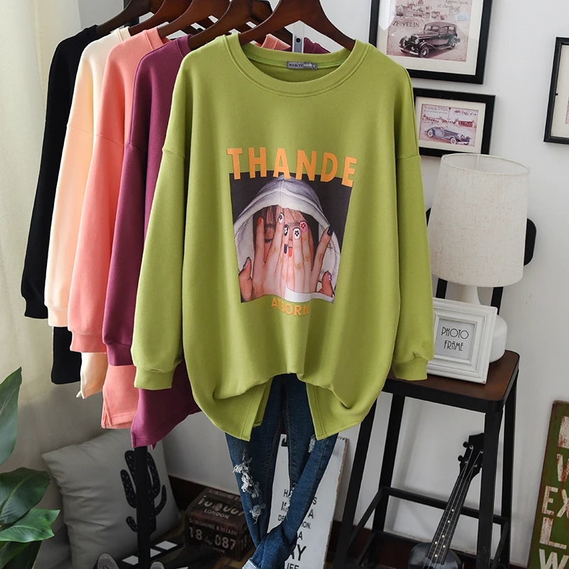 High street cool хлопковые толстовки с капюшоном женские осенние длинные свободные худи в уличном стиле пуловеры женские хип-хоп повседневные пальто - Цвет: Зеленый