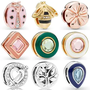 

Shine Reflexions Queen Bee Classic Flower Pink Ladybird Clip Charm Fit Bracelet 925 Sterling Silver Bead Diy Jewelry