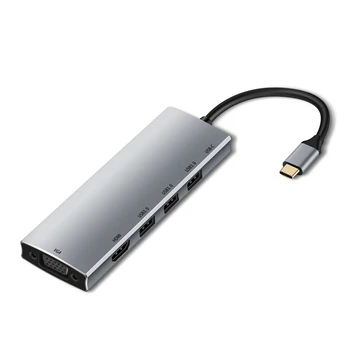 

USB C Hub for M acBook Pro/Air, iPad Pro 6IN1 USB C Hub with VGA, 4K HDMI USB C Power Delivery, 3 USB 3.0 Hub