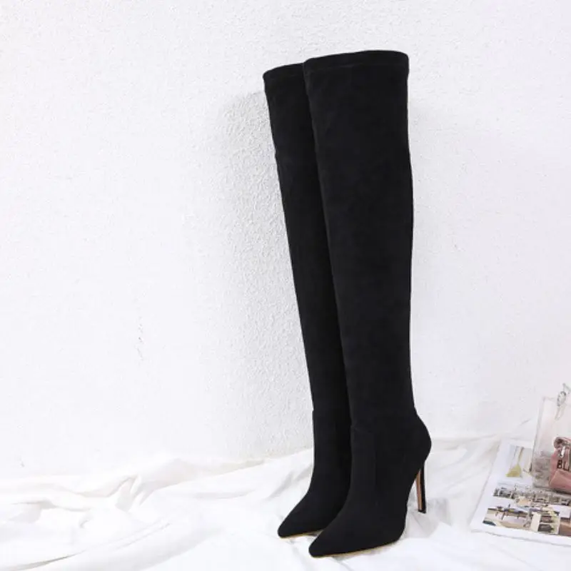 Coolcept Sexy Women Thigh High Boots Keep Warm Fashion Long Boots Comfortable Thin High Heels Pointed Toe Footwear Size 35-40