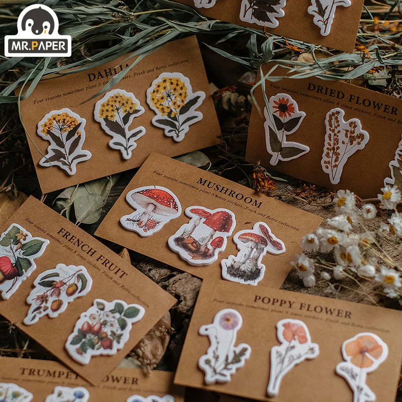 

Mr.Paper 60pcs/lot 16 Designs Season Plant Deco Memo Pad Sticky Notes Notepad Creative Diary Self-Stick Cycle Notes Memo Pads