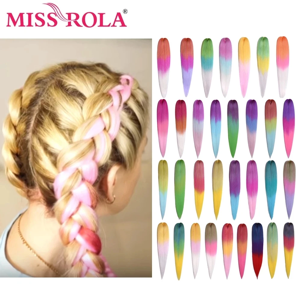 Miss Rola Synthetic 30 Inch 100g Kanekalon Hair Braid Yaki Straight Pre Stretched Pink Wholesale Bulk Hair Extension Jumbo Braid