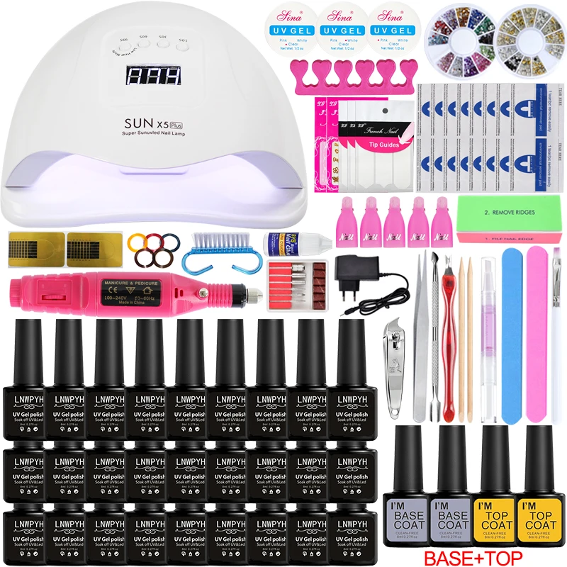 

Nail kit 54/24w nail Art Tool Manicure Set 27/18/10 Color Gel Polish Nail Extension UV Gel Nail Kits Electric Manicure Handle