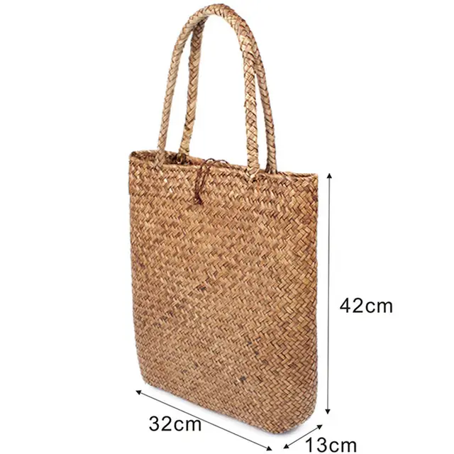 Mode Frauen Sommer Stroh Große Tasche Strand Casual Schulter Tasche