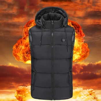 

Electric Heated Vest Men Women Heating Waistcoat Thermal Warm Clothing Usb Heated Outdoor Hooded Vest Winter Heated Jacket