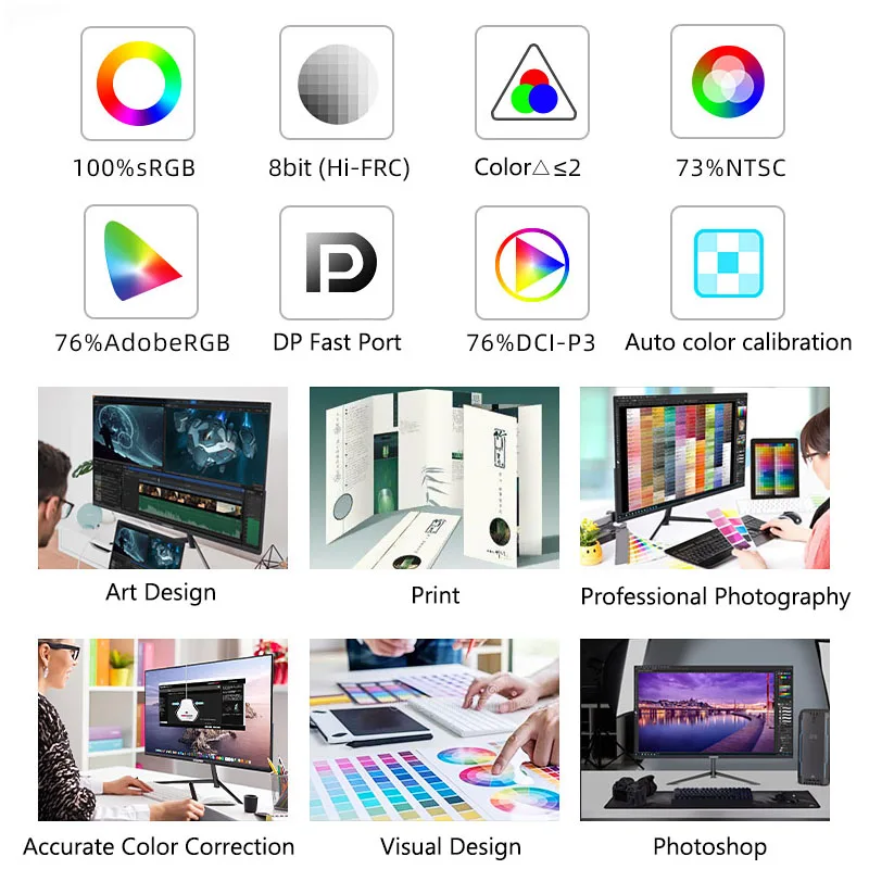 ũž AMD ũ DC øĿ  100% sRGB ǻ ̹ , 24 ġ IPS 2K , 75Hz QHD, HDMI DP