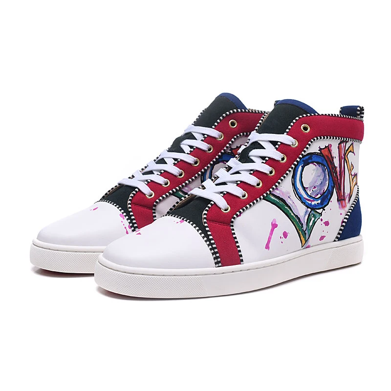 

Brand Designer Shoes Mens High Top Graffiti Sneakers For Men Fashion Luxury Ankle Boots Outdoor Lace Up Casual Shoes Men Tenis