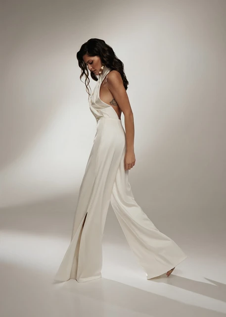 White Jumpsuit Wedding Jumpsuitformal Jumpsuit Sleeveless 