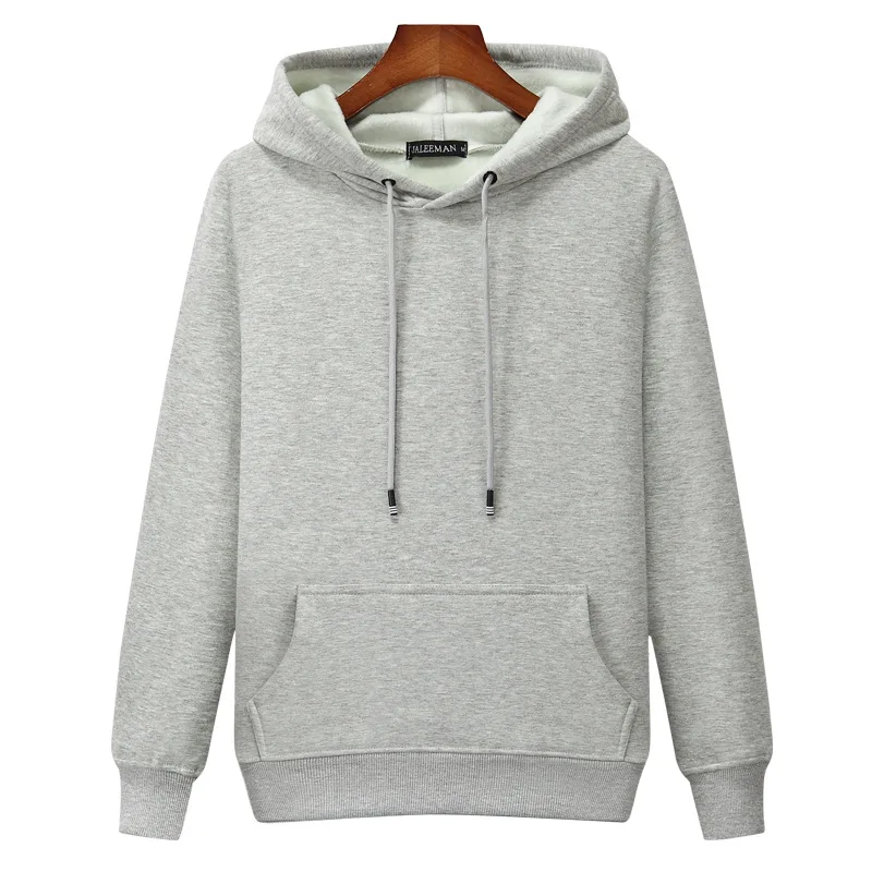 Light Grey Зимняя Повседневная Теплая мужская толстовка с капюшоном Толстая бархатная Толстовка с длинным рукавом Свободная черная толстовка мужская белая Толстовка для мужчин - Цвет: Light Grey