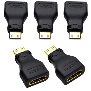 

5Pcs Mini HDMI Adapter Gold-Plated 1080P HDM Mini Male HDMI to HDMI Female Extension Adapter Converter Support Projector