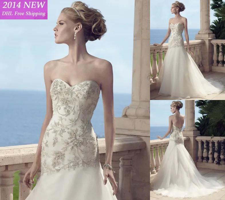 

designer 2019 a- querida linha com beading apliques chiffon branco/marfim vestidos de casamento vestidos de noiva wedding dress