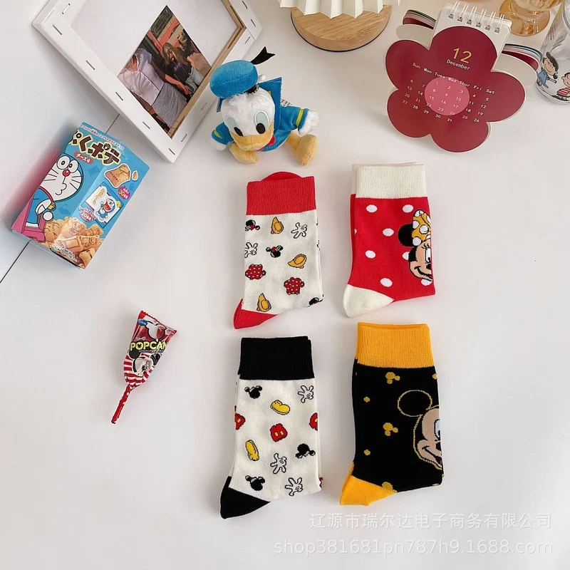 1 pair The New Disney Anime figure Summer Mickey Minnie mouse tube socks Cartoon casual xxx boy and girls Princess socks min