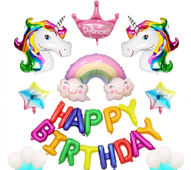 Unicorn Cartoon Pony Macaron Balloon Set Birthday Party Decoration DIY Baby Shower Happy Birthday Party Unicorn Supplies PY168