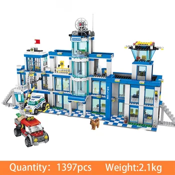 

1397pcs Police Station Car Helicopter Motorcycle Technic Building Block City Prison Break Action Bricks Kids Christmas Gift Toys
