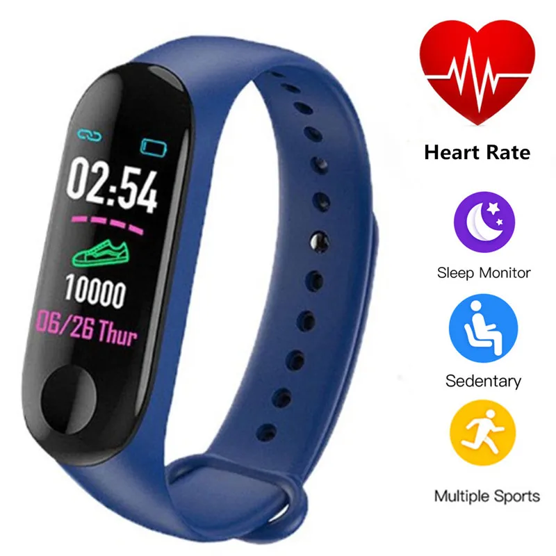 

2019 M3 Smart Sport Bracelet Wristband Blood Pressure Heart Rate Monitor Pedometer Smart Watch men For Android iOS Phone PK B57
