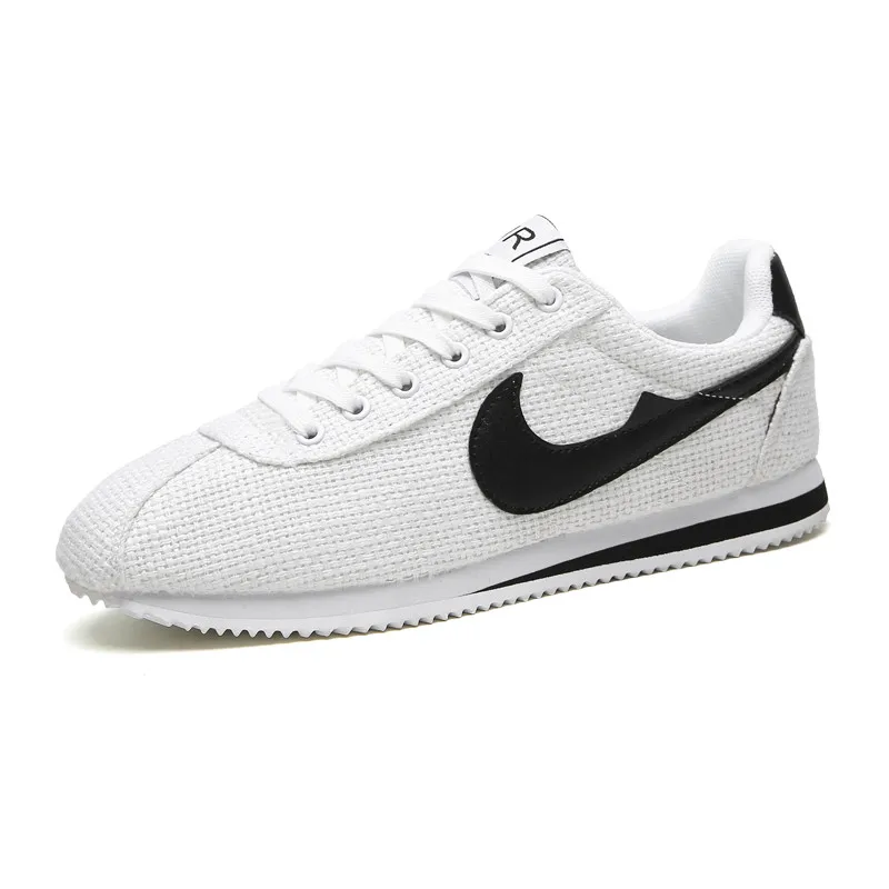 white black linen Удобная прогулочная обувь Agan из нескольких тканей; мужские кроссовки; женская обувь для влюбленных пар; женская обувь; buty sapato feminino scarpe uomo - Цвет: white black linen