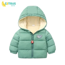 Citrus crianças roupas de algodão engrossado para baixo jaqueta bebê inverno roupas quentes crianças outono com zíper roupas com capuz meninos outwear