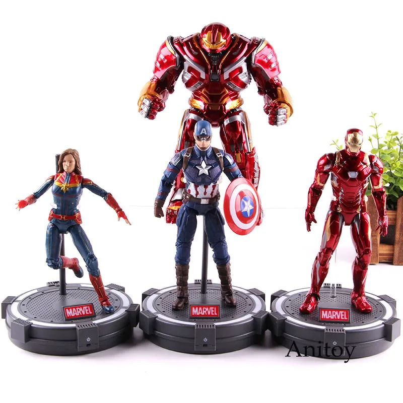 Marvel Мстители эндигра игрушка с светодиодный свет Марвел Капитан халкбастер Капитан Америка Железный человек фигурка ПВХ коллекционная