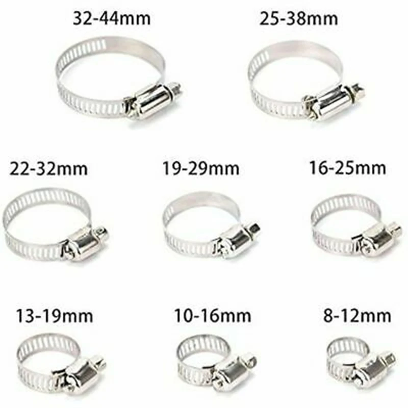 

304 Stainless Steel Hose Clips Fuel Pipe Clamp Worm Drive Anti-oxidation Long Service Life