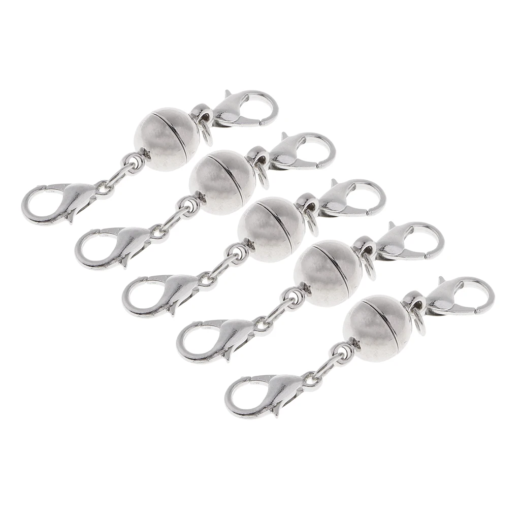 

5 Pieces Necklace Extender Connector Charms Jewelry Extenders Bracelet Extender with Magnetic Beads & Lobster Clasp