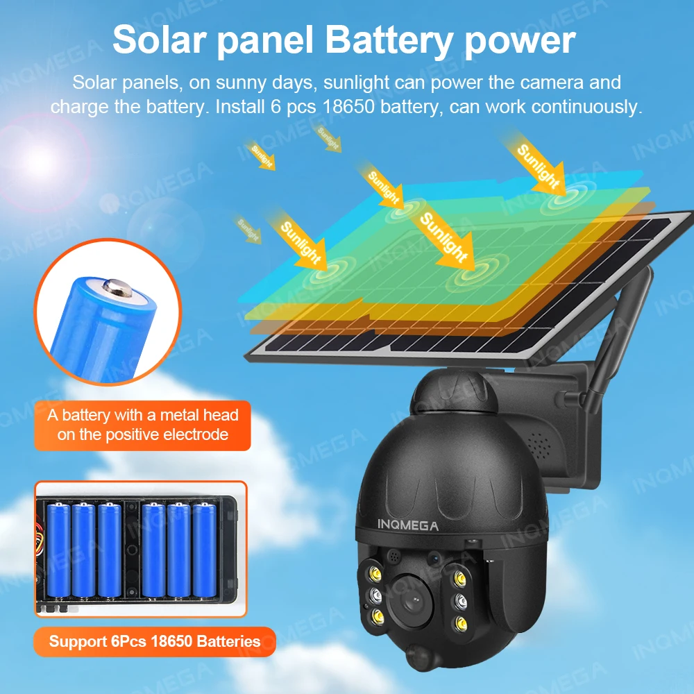 US $112.76 INQMEGA Solar Camera TUYA Smart Low Power CCTV Wireless Security Detachable Solar Cam Battery CCTV Video Surveillance Phone