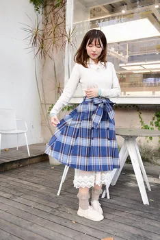 

2020new mori girl Japanese style plaid design womens A-line cotton skirts