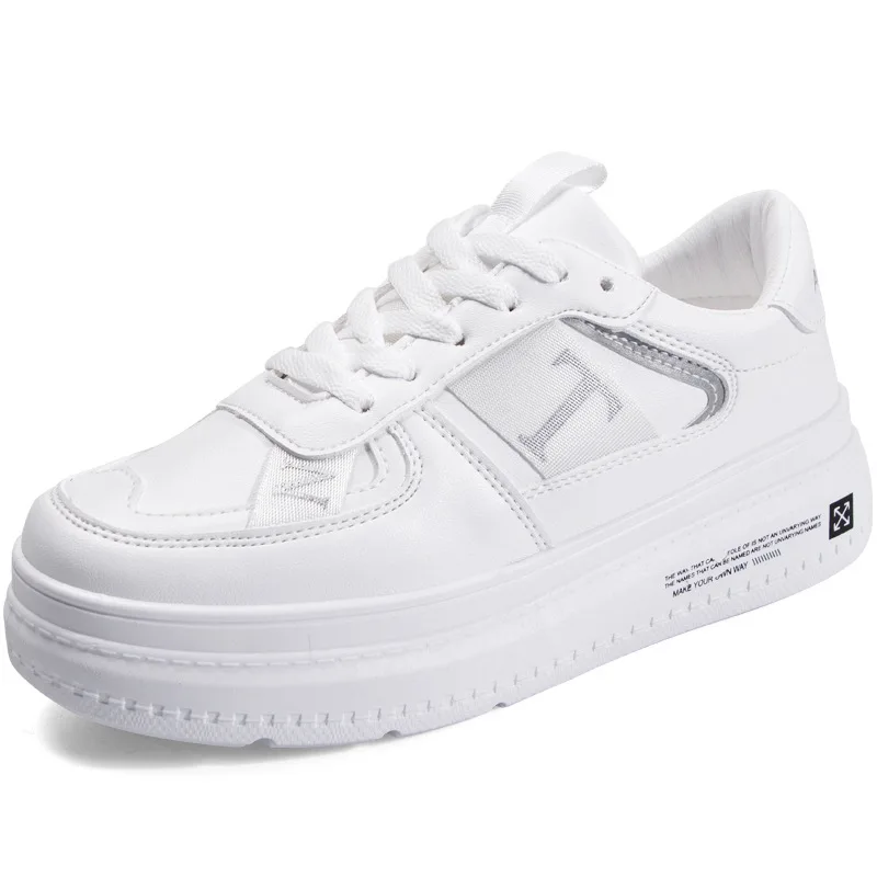 

Small White Shoes Woman 2019 Student Outdoor Trend Skateboarding Flat Bottom Leisure Time Low Help Thick Street Clappers Shoe