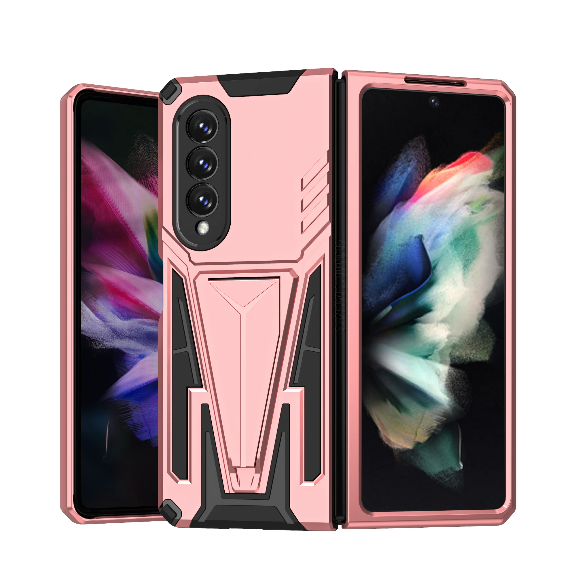 kawaii phone cases samsung Shockproof Magnetic Armor Case for Samsung Galaxy Z Fold3 5G Fold 3 Anti-Slip Cell Phone Cover Fundas cute samsung phone case Cases For Samsung