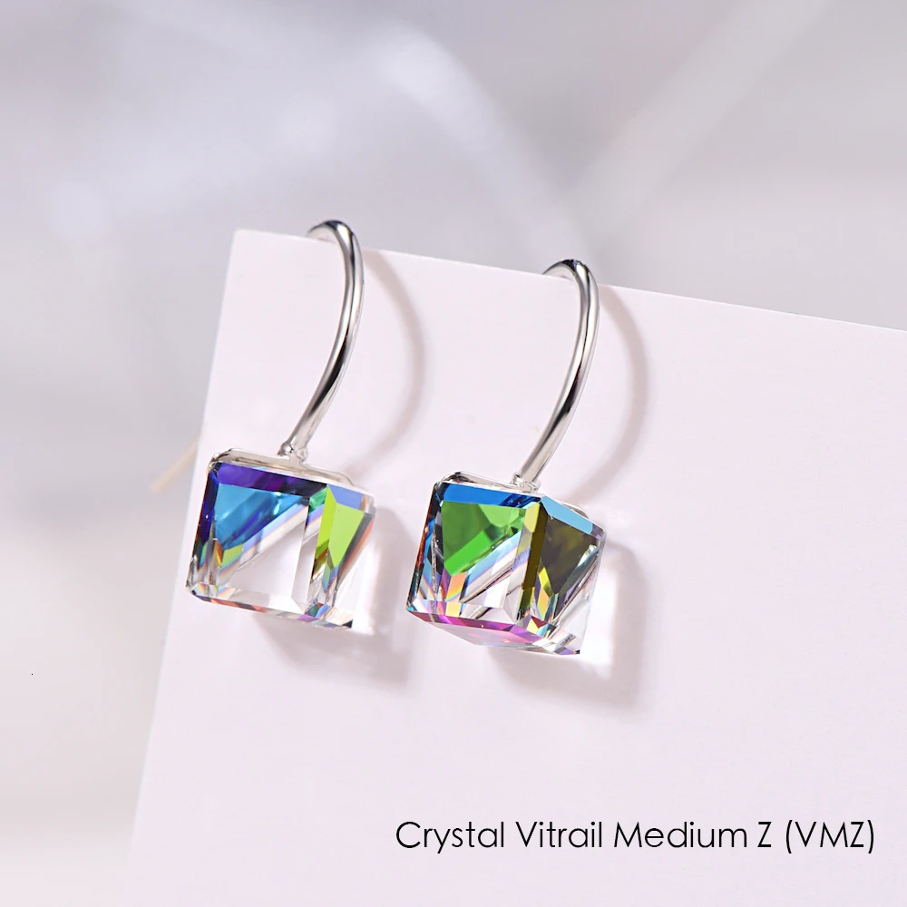 Серьги-капли с кристаллами Swarovski, новинка, модные кубические необычные серьги для пирсинга из камня, свисающие серьги для женщин, ювелирные изделия для свадебной вечеринки, подарок - Окраска металла: Crystal VMZ