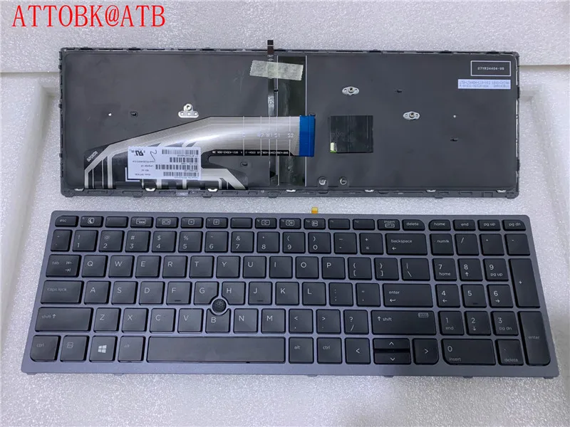 Inglês Teclado do Portátil para hp Zbook 15 g3 g4 17 g3 g4 com Retroiluminado Original Preto Cinza Quadro Teclado Novo