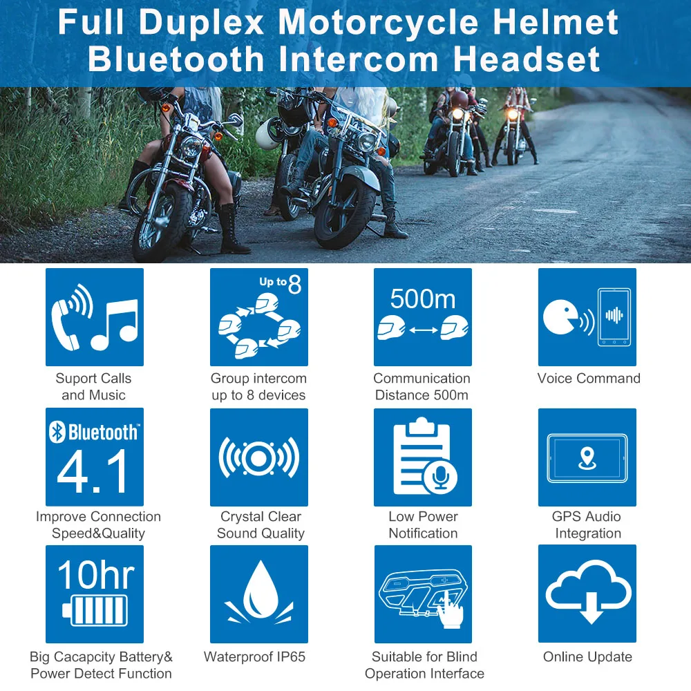 Fodsports 2 шт. M1 S Pro мотоциклетный шлем Интерком bluetooth гарнитура 8 rider 2000 м