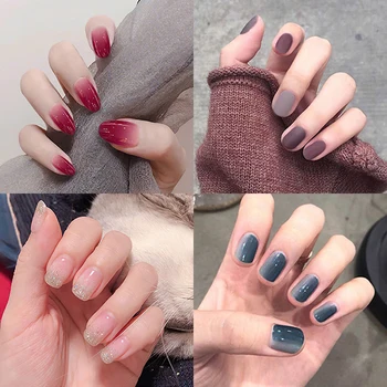 

24Pcs/Set Stickers For Nails Colorful False Nails Fake Nail Stickers Full Cover Nail Art Charming Finger Press On Nails Coffin