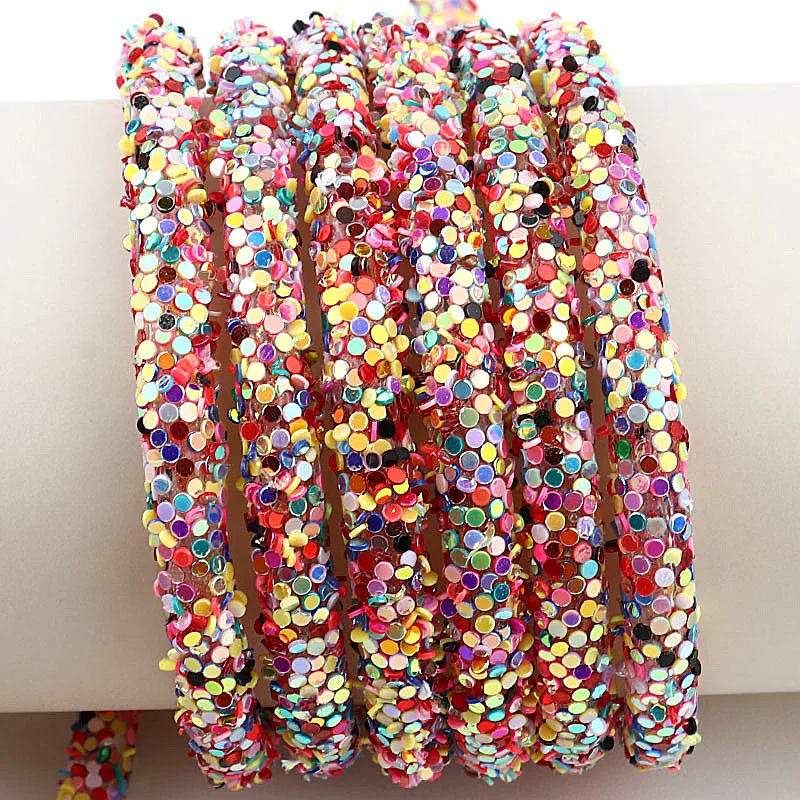 6mm Glitter Sequin Rope Soft Tube Cord Rope String Crystals Craft Rhinestones Resin Tube Sequin Pipe Cord Jewelry Accessory