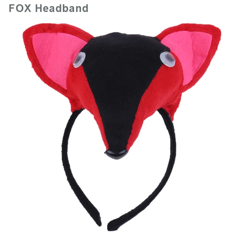 Комплект из 1 предмета; взрослые повязка на голову в виде животного милый плюшевый рюкзак с принтом «обезьяна», лисы, тигра, повязка на голову, Косплэй Головные уборы вечерние подарок на Хеллоуин и Рождество - Цвет: FOX Headband