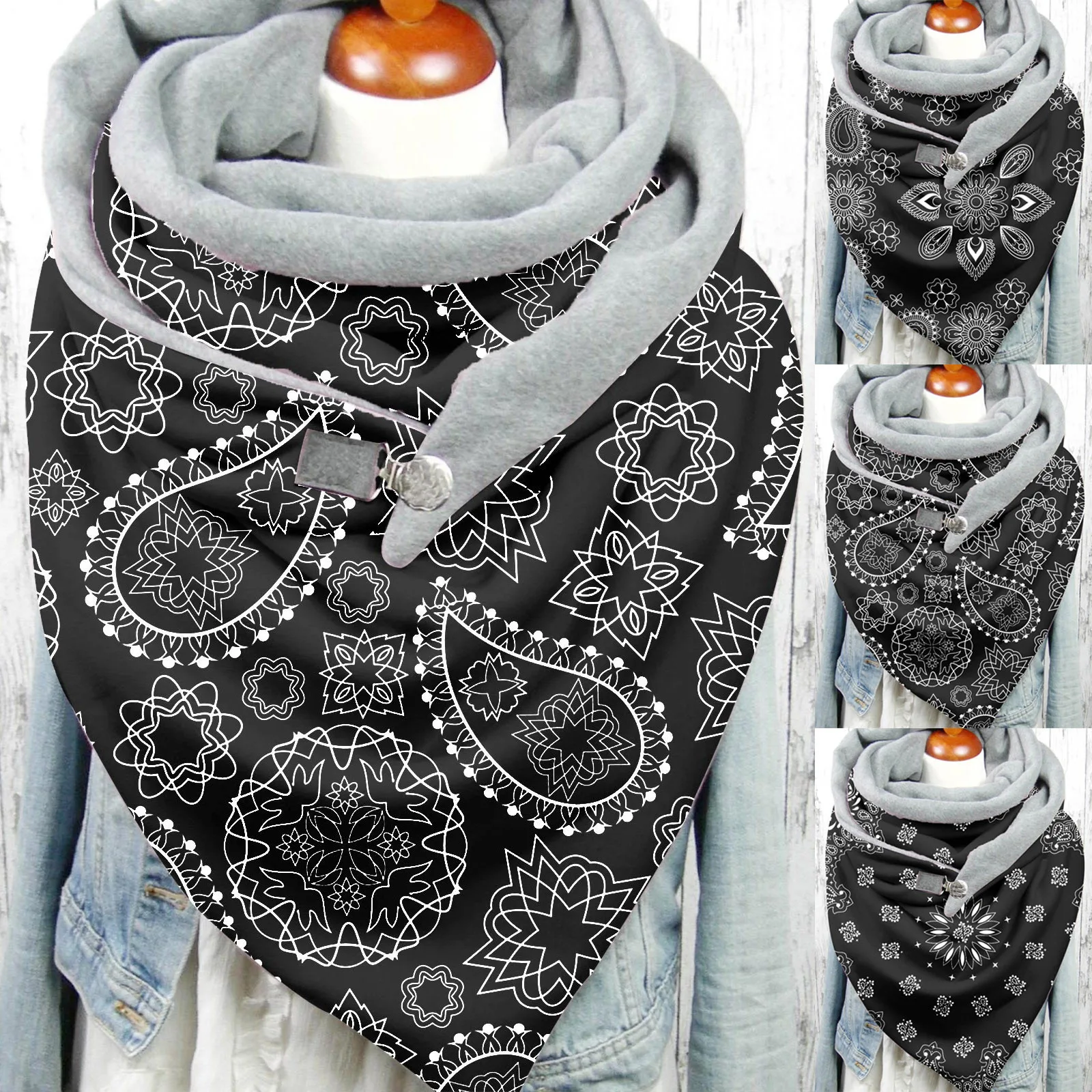Scarves Women 2020 Fashion Winter Scarf Christmas Elk Snowflake Print Button Soft Wrap Casual Warm Shawls Bufanda |