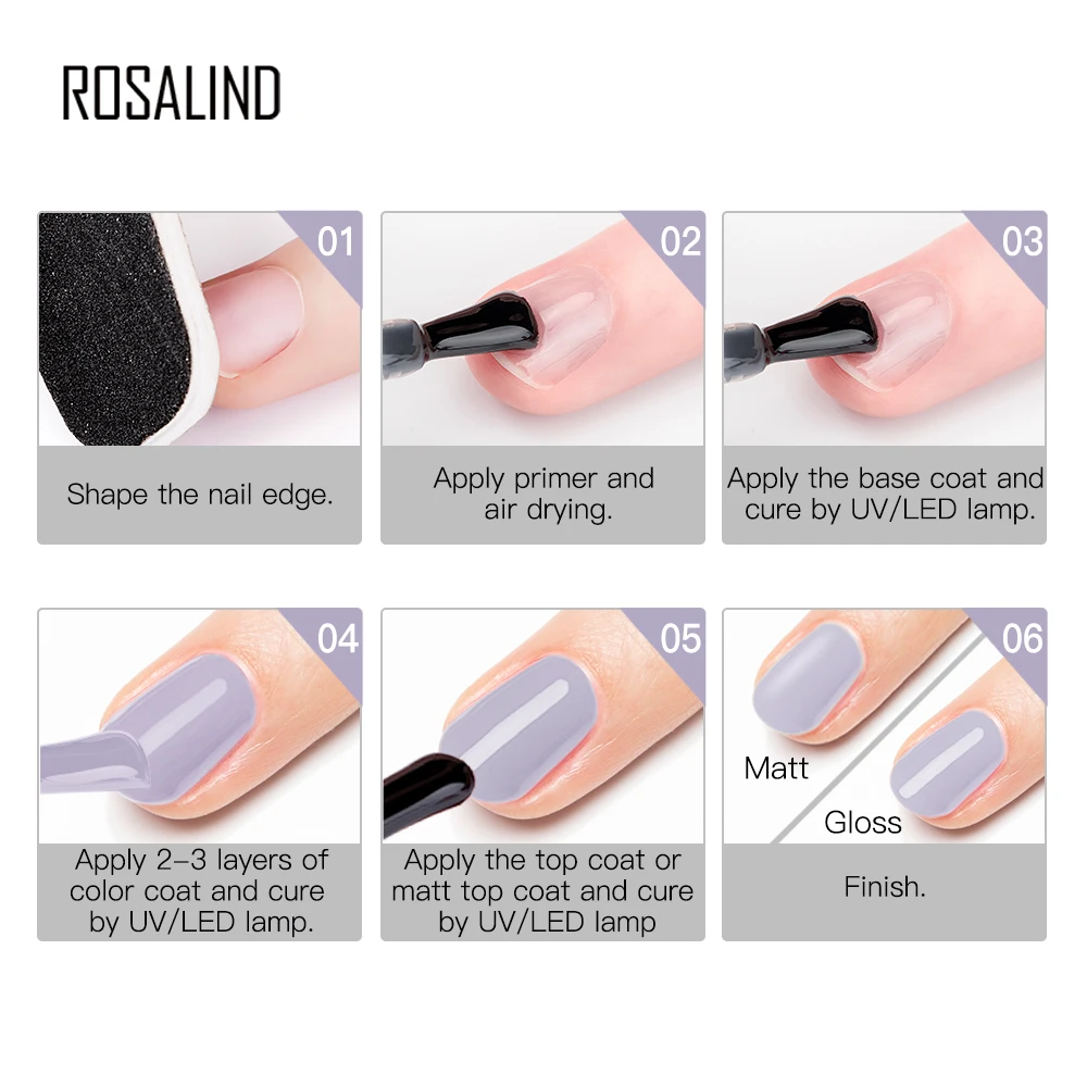 ROSALIND 8ml Gel Nail Polish Shiny Matte Effect Gel Polish For Manicure Nail Art Design Semi Permanent Painting Varnishes Gel