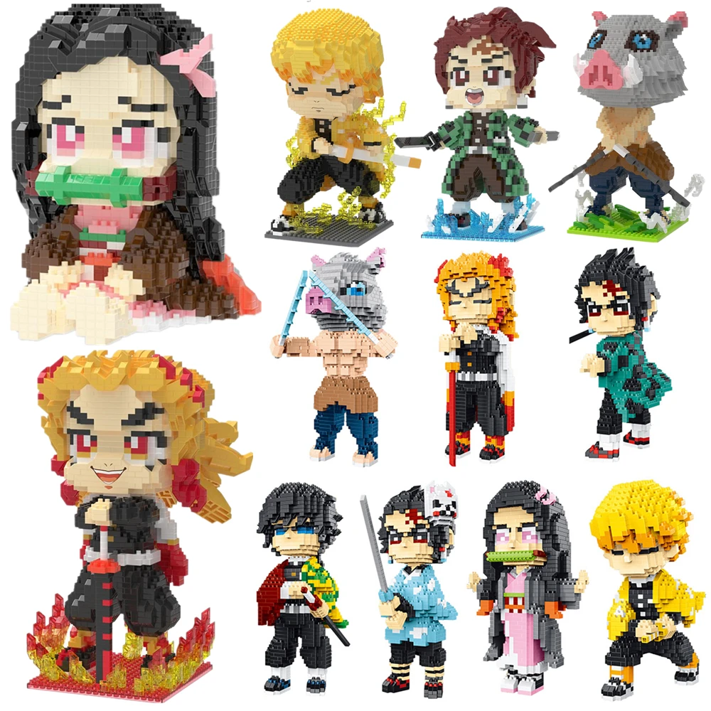New Anime Demon Slayer Kamado Tanjirou Nezuko Action Blocks PVC Model Toys Zenitsu Figurine Inosuke Kimetsu No Yaiba Figura | Игрушки и