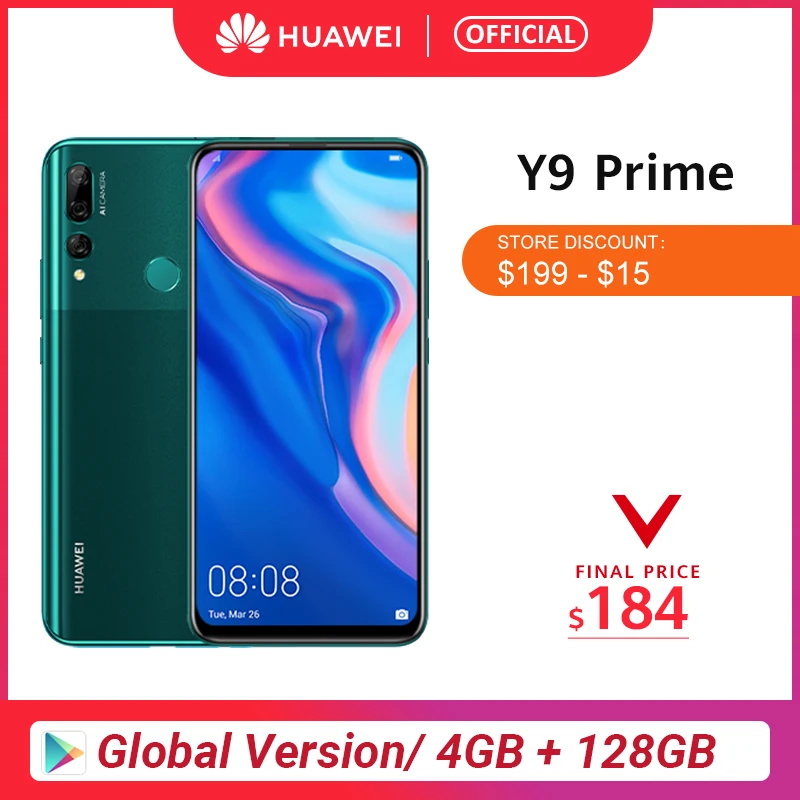 Глобальная версия huawei Y9 Prime смартфон AI Тройная задняя камера s Авто всплывающая фронтальная камера 6,59 “4 Гб 128 Гб мобильный телефон Скидка 600 руб. /. При заказе от 5500 руб. /Промокод: newyear60