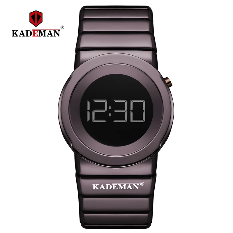СВЕТОДИОДНЫЙ цифровой женские часы, новые модные женские наручные часы от ведущего бренда KADEMAN, повседневные часы со стальным браслетом, 3ATM Relogio Feminino - Цвет: coffee