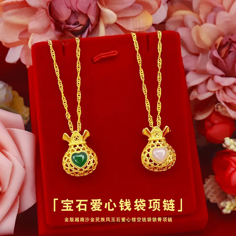 

Natural Green Emerald Pendant Necklace 14k Gold Women Wedding Anniversary Necklaces Heart Stone Jade Gemstone Jewelry Gifts