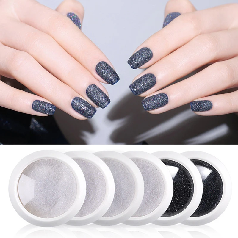1Box Sugar Nail Powder Holographic Glitter Nail Dust Laser Gradient Nail Art Decoration 6 Colors
