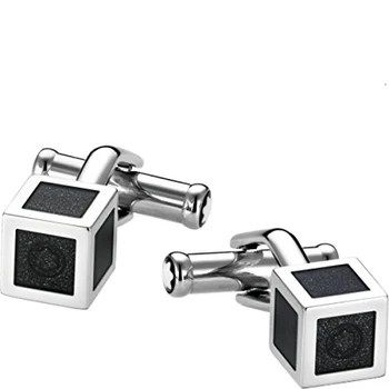 

Montblanc Gemelli a cubo in acciaio pregiato con inserto in lacca nera ref. 111307