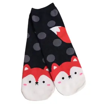 

Women Girls Cartoon Animal Cat/Fox/Dog Printed Short Cotton Ankle Socks Colorful