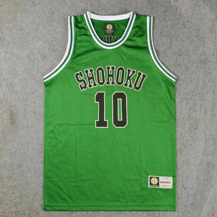 N10 green Dunk ханамичи сакураги Косплэй костюм футболка SHOHOKU Баскетбол Rukawa акаджи, каэде, спортивный жилет Ryouta Мияги топы с принтом - Цвет: N10 green