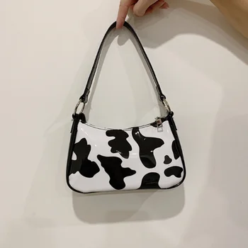 

Cow Milk Pattern Women Handbag Designer baguette totes Female PU leather Shoulder messenger bag Tote Bags handbag and purse 2020